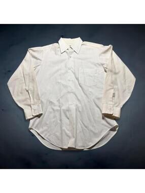 Vintage 70s Arrow Cotton Blend White Dress Shirt Mens Small USA Spread Collar